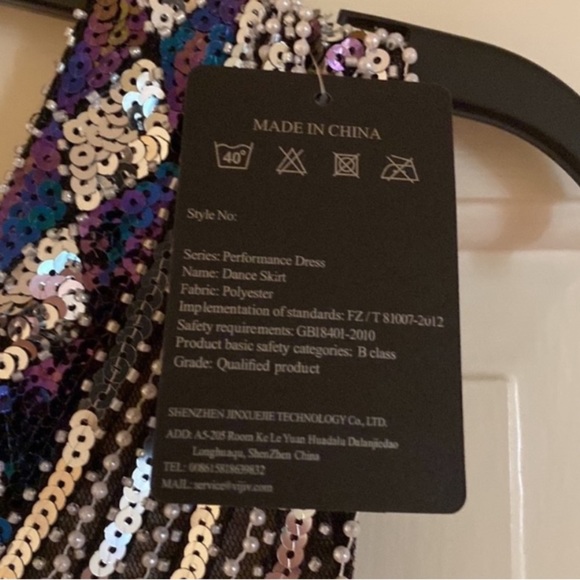 PARTY Dress Fringe Drop Hemline Silver Sequined Dress V Neck Party - Picture 9 of 10